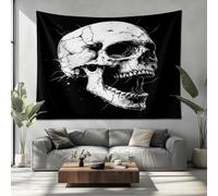 Tapiz de Pared Negro Tapiz Cortinas Impresión Fondo Textil Tela 200x150cm CráNeo de Terror Blanco Tapicería Mantel Colcha Toalla De Playa Para El Hogar Casero Decoración