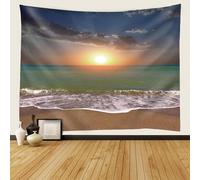 Tapiz de Pared Playa Tapiz Pared Grande Vista del Mar al Amanecer 3D Tapices Decorativos Tapestry Decoración para Dormitorio Sala de Estar 210x230 cm a-8811