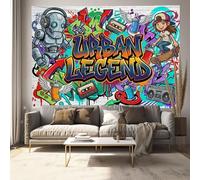 Tapiz De Pared Robots Chicas Patinadoras Cintas De Casete 100x75cm, Decoración De Pared Grafitis Callejeros Estadounidenses Estética Tapiz De Paño Decor Para Habitacion Dormitorio Salon, Multicolor