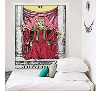Tapiz De Pared, Vintage Tarot Coloreado Tapiz Para Colgar En La Pared De La Justicia, La Decoración De Arte Vertical Rectangular Tejido Estampado De Salón Dormitorio