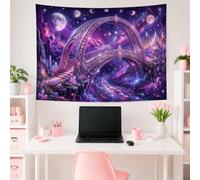 Tapiz de puente, cristales de galaxia cósmica de fantasía N/A violeta para colgar en la pared de sala de estar, dormitorio, decoración de pared del hogar, 101 x 76 cm