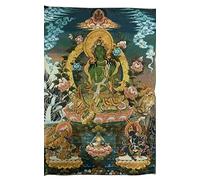 Tapiz de Seda Bordado, Tantra Tibetano, Thangka, Budismo, Tara Verde, Tangka Fengshui, Colgante de Pared para decoración del hogar