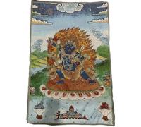 Tapiz de Seda Bordado Tibetano Thangka, Budismo, secta tántrica, Dios Mahagala Negro Armado, Colgante de Pared para decoración del hogar