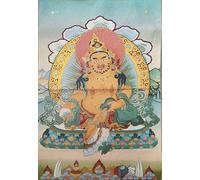Tapiz de Seda Bordado Tibetano Thangka Budismo Tantra Budismo Amarillo Jambhala Tangka Fengshui Colgante de Pared para decoración del hogar