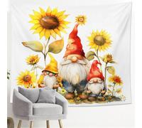 Tapiz decorativo de gnomo de girasol, color amarillo, para colgar en la pared del hogar, habitación de los niños, 101,6 x 152,4