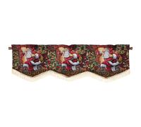 Tapiz decorativo de lino violeta con dise o navide o de Pap Noel, 152 x 38 cm, cenefa para ventana