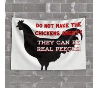 Tapiz decorativo para pared, diseño de gallina con texto en inglés "Don't Anger The Fowl!", tapiz para decoración de cueva de hombre y accesorios (100 x 150 cm)