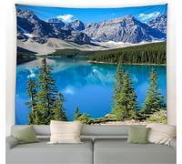 Tapiz Decorativo Pared Montañas y Lagos 230x180 cm Tapiz Pared Bosque Tapices de Tela Poliéster, Wall Tapestry Decoracion Sala Dormitorio B-4220
