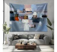 Tapiz Dormitorio 200x150cm Abstracto GeoméTrico Pintura Al óLeo Tapiz Colgante Blanco GrisáCeo Microfibra Decoración de Pared para Comedor Corredor Balcón Salón Apartamento