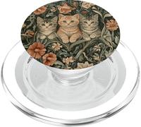 Tapiz Estilo William Morris de Tres Gatitos PopSockets PopGrip para MagSafe