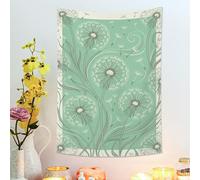 Tapiz floral de diente de león de menta, colgante de pared decorativo bohemio para sala de estar, dormitorio, decoración estética del hogar, 76 x 101 cm