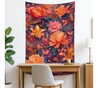 Tapiz floral de fantasía naranja violeta, flores vibrantes bohemias para colgar en la pared, tapices elegantes para sala de estar, dormitorio, decoración del hogar, 101 x 152 cm