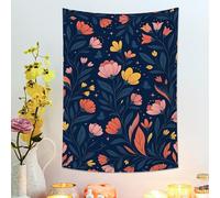 Tapiz floral de horizonte nocturno, flores coloridas para colgar en la pared, decoración estética bohemia para sala de estar, dormitorio, decoración del hogar, 76 x 101 cm