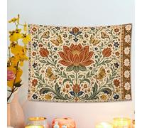 Tapiz floral naranja con diseño de lirio de agua, mariposas y flores bohemias para colgar en la pared, tapices estéticos para sala de estar, dormitorio o dormitorio, 101 x 76 cm