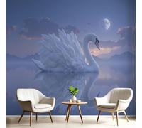 Tapiz Fotomurales Blanco Cisnes Del Lago 400X280Cm Xxl Papel Pintado Decoración De Animales Salvajes Pared Sala Cuarto Oficina Salón Decorativos De Comedores Murales