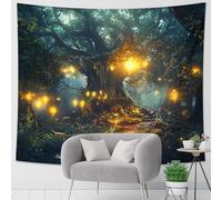 Tapiz luminoso de árbol mágico, para colgar en la pared, tapiz místico estético para dormitorio, sala de estar y dormitorio, decoración del hogar inspirada en la naturaleza, 50 x 60 pulgadas