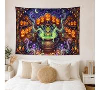 Tapiz mágico de caldero de brujas anfibias para Halloween, 203 x 152 cm