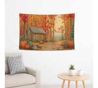 Tapiz naranja con hojas de otoño, decoración rústica de otoño para colgar en la pared, globos coloridos estéticos de temporada para sala de estar, dormitorio, hogar, 60 x 50 pulgadas
