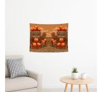 Tapiz naranja de cosecha de calabaza, decoración de otoño para colgar en la pared, estética rústica de granja para sala de estar, dormitorio, comedor, 48 x 36 pulgadas