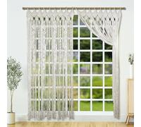 Tapiz para colgar en la pared, cortina de puerta de macramé tejida a mano, cortina bohemia para bodas, para puerta, ventana, arco (95 x 200 cm)