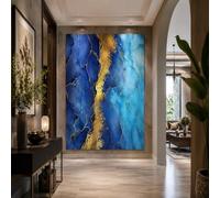 Tapiz para colgar en la pared, decoración estética pequeña para dormitorio, dormitorio, sala de estar, 70 x 100 cm, abstracto, moderno, azul, amarillo