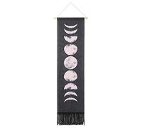 Tapiz para Colgar en la Pared Tapiz cambiante de Fase Lunar - Nueve Fases del Ciclo de Crecimiento Completo de la Luna Tapiz del hogar Luna Arte de la Pared de Fases(Negro)