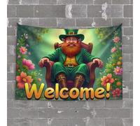 Tapiz para paredes con texto en inglés "Welcome to The Land of Leprechauns", decoración de bar para el hogar, cueva y bar (100 x 150 cm)