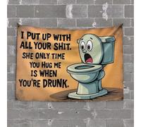 Tapiz para paredes, inodoro, humor: Enduring All Your Shit Tapiz Bar Decoración para el hogar Cueva Man Bar (75 x 100 cm)