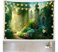 Tapiz Pared Arcos De Flores De Jardín Encantado, Vegetación Colorida, País De Las Maravillas Art Poster Estética Tapices Decoración Para Dormitorio Estardormitorio L