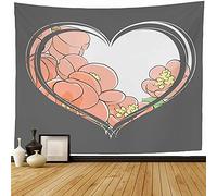 Tapiz Pared Belleza Vacaciones Hermosas Flores De Durazno Corazón En Gris Naturaleza Florecer Evento Campo Hierba Boleto Verdes Art Poster Arte Tapices Estética Para Casa Estar L