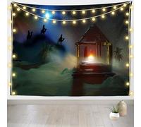 Tapiz Pared Escena De La Natividad Nacimiento Del Niño Jesús Con Las Siluetas De María Y José Estrella De Belén Noche Santa Tapestry Estética Tapiz De Pared Decoración Para Apartamento Casa M