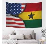 Tapiz Pared Estados Unidos, América Y Ghana, Bandera De Ghana Tapestries Arte Tapiz De Pared Estética Tapestrypara Estar Casa Dormitorio M