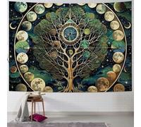 Tapiz Pared Impresión Con Diseño Astrológico Bohemio Nocturno Que Realza El Incremento Lunar Alrededor Del Árbol De La Vida Estética Tapiz De Pared Estético Para Estar Casa M