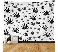 Tapiz Pared Silueta De Hojas Verdes Adictas Sobre Fondo Blanco, Naturaleza, Adicción A La Marihuana Tapices Decoración Tapestries Multiuso Para Estardormitorio Dormitorio S