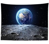 Tapiz Pared Vista Espacial De La Galaxia De La Tierra Azul Desde La Luna Proporcionada Por Planet Stars Tapiz De Pared Decoración Art Poster Arte Para Estardormitorio Estar S