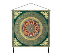 Tapiz Thangka Nepalí Lavable con Agua Fría de Mantra de Seis Palabras,Tela Decorativa de Altar Mandala Tibetano para Salón Comedor Vestíbulo,A19,50 * 50cm