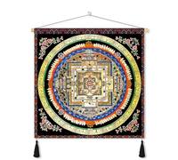 Tapiz Tibetano Nepales-Tejido Grueso Algodón-Lino Mandala,Decoración de Altar Budista Opaco para Entrada Sala Dormitorio,Lavable,J,100 * 100cm