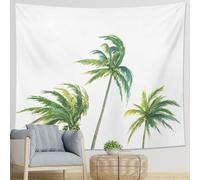 Tapiz tropical de una pieza, árbol de plátano, palmera de coco, rústico, pintura de cabaña, plantas, acuarela, verde, blanco, poliéster, telón de fondo, decorativo, sofá, oficina, club, bar, techo