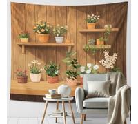 Tapiz verde botánico, diseño de flores y plantas, decoración estética primaveral para dormitorio, sala de estar, dormitorio, decoración acogedora para el hogar, 152 x 127 cm