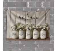 Tapiz vintage para decoración de bar con texto en inglés "Choosing Faith, Hope, Love, Peace, And Joy Today" (75 x 100 cm)