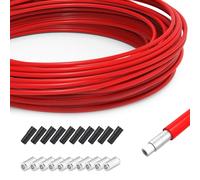 TAPKUA 10 Metros Funda Cable Freno Bici Roja, Ø5 mm Vaina de Repuesto con Tapas de Extremom, Alojamiento Cables para Bicicleta de Montaña Carretera