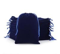 Tapleap Bolsa azul de terciopelo con cordón de corona, bolsa azul de 5 x 7 pulgadas para tarjetas de tarot, o envolver regalo del 4 de julio, mojo, joyería, pulsera (50 piezas)
