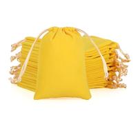 Tapleap Bolsa de tela de terciopelo con cordón, bolsas amarillas de 3 x 4 pulgadas para envolver regalos de Acción de Gracias o Navidad, pequeñas joyas, piedras, pulseras, auriculares (50 piezas)