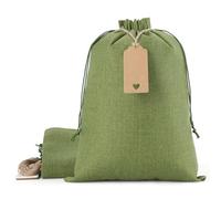 Tapleap Bolsas de arpillera con cordón, bolsas de arpillera de 10 x 14 pulgadas (lote de 10) para envolver regalos de Navidad o regalos, cumpleaños, bodas, fiestas o uso doméstico (verde)