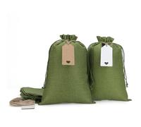 Tapleap Bolsas de arpillera con cordón, bolsas de arpillera de 8 x 12 pulgadas (lote de 10) para envolver regalos de Navidad o regalos, cumpleaños, bodas, fiestas o uso doméstico (verde)