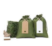 Tapleap Bolsas de arpillera verde con cordón, saco de arpillera de 5 x 7 pulgadas (lote de 30) para envolver regalos de vacaciones de verano o regalos, cumpleaños, bodas, fiestas o uso doméstico