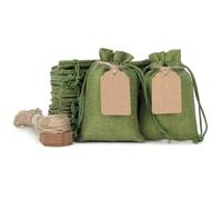 Tapleap Bolsas de arpillera verdes con cordón, saco de arpillera de 3 x 4 pulgadas (lote de 50) para envolver regalos o regalos, cumpleaños, bodas, fiestas o uso doméstico