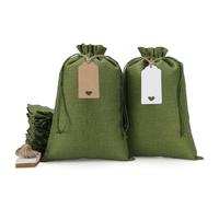 Tapleap Bolsas de arpillera verdes con cordón, saco de arpillera de 8 x 12 pulgadas (lote de 30) para envolver regalos de Año Nuevo o regalos, cumpleaños, bodas, fiestas o uso doméstico