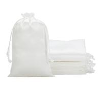 Tapleap Bolsas de satén blanco con cordón, 30 bolsas de regalo pequeñas de 5 x 8 pulgadas, para bodas, cumpleaños o regalos de fiesta de Halloween, recuerdo, vasos de chupito, abrebotellas, cuchara de