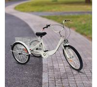 TAPMING Triciclo adulto con cesta de la compra 6 velocidades 3 ruedas adulto triciclo bicicleta 24 pulgadas adultos ancianos triciclo con luz